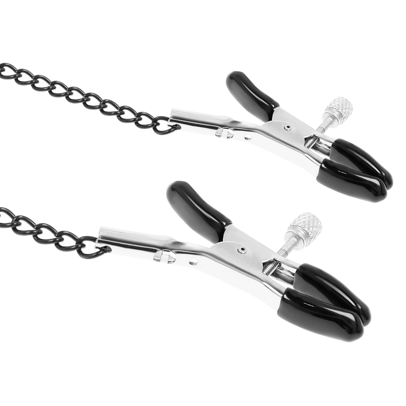 Bâillon Anneau BDSM Cuir Vegan avec Pinces à Tétons sur Chaîne - Fetish Submissive