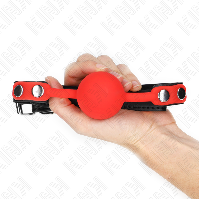 Bâillon Boule BDSM Silicone Rouge 4 cm Sangle Réglable - Kink