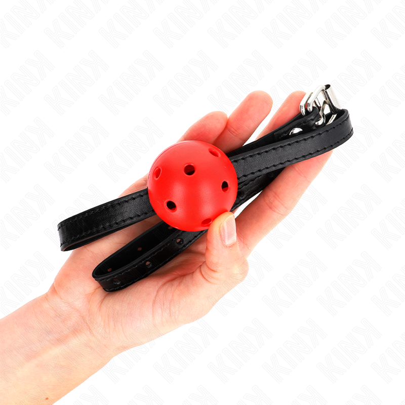 Bâillon Boule BDSM Simplicité Rouge Respirant Sangle Réglable - Kink