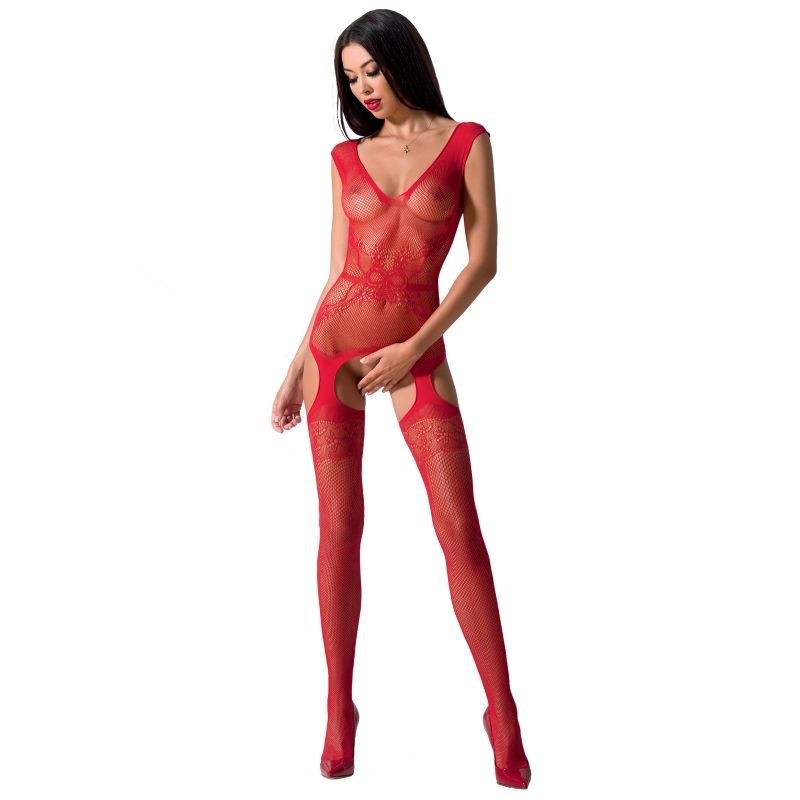 Bodystocking Résille BS062 Broderie Ouverture Entrejambe - Passion