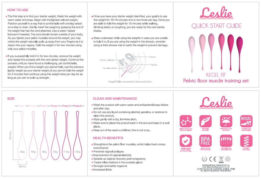 Boules de Geisha Kegel Fit Set Progressif 6 Poids Étanche IPX7 - Leslie