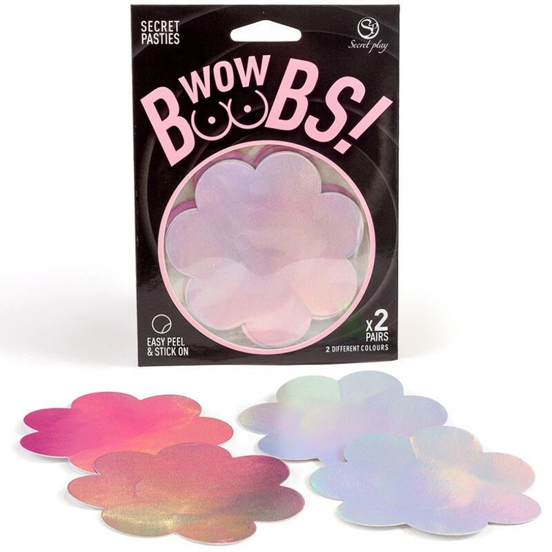 Cache-Tétons Adhésifs Fleurs Holographiques 2 Paires - Secretplay
