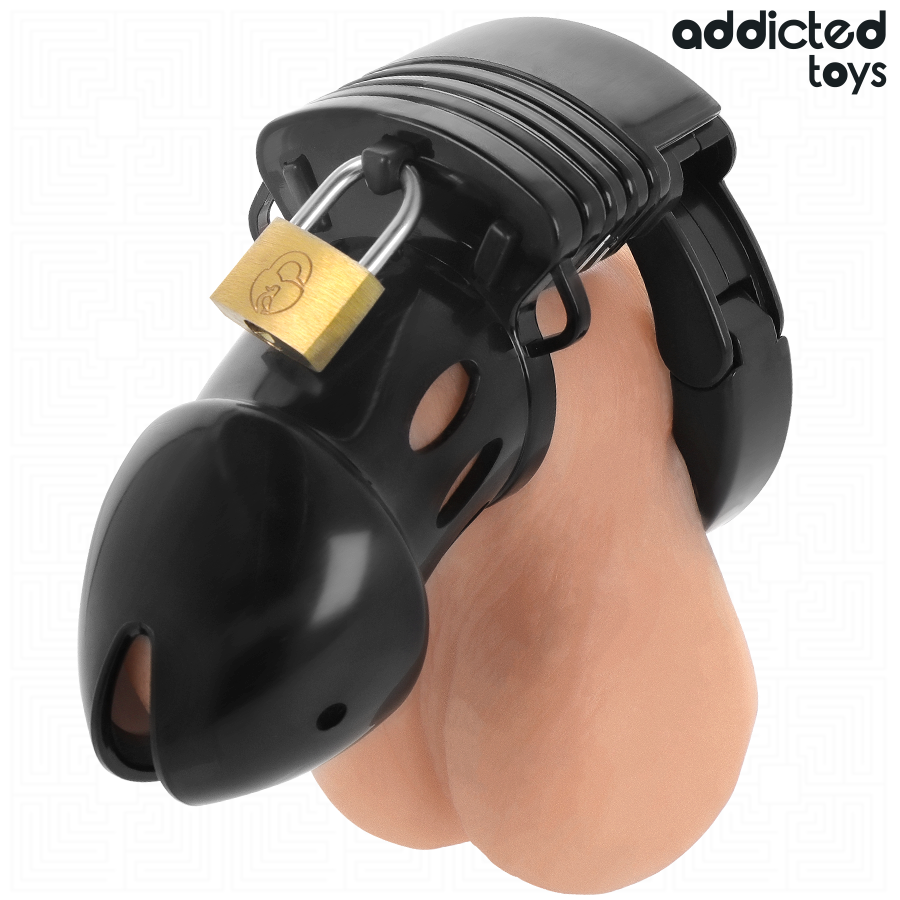 Cage de Chasteté Locked Anneau Réglable 5 Tailles Cadenas - Addicted Toys