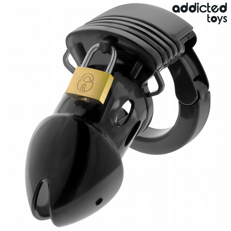 Cage de Chasteté Locked Anneau Réglable 5 Tailles Cadenas - Addicted Toys