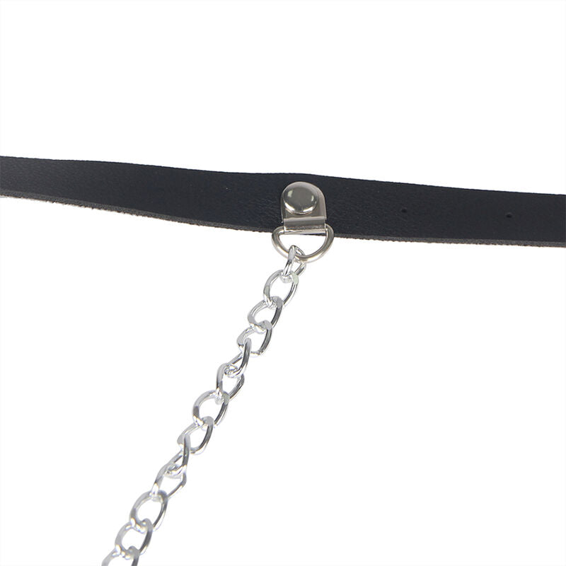 Ceinture Chaîne Cuir Noir Détails Métalliques Taille Unique - Subblime