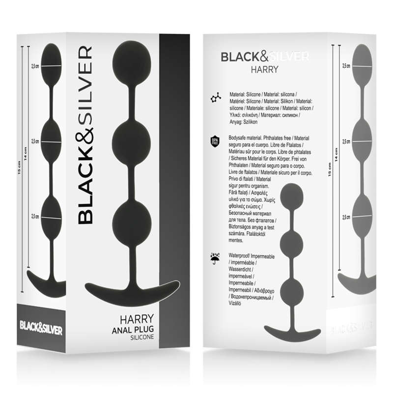 Chapelet Anal Harry 3 Sphères Graduées Silicone 14 cm - Black&Silver