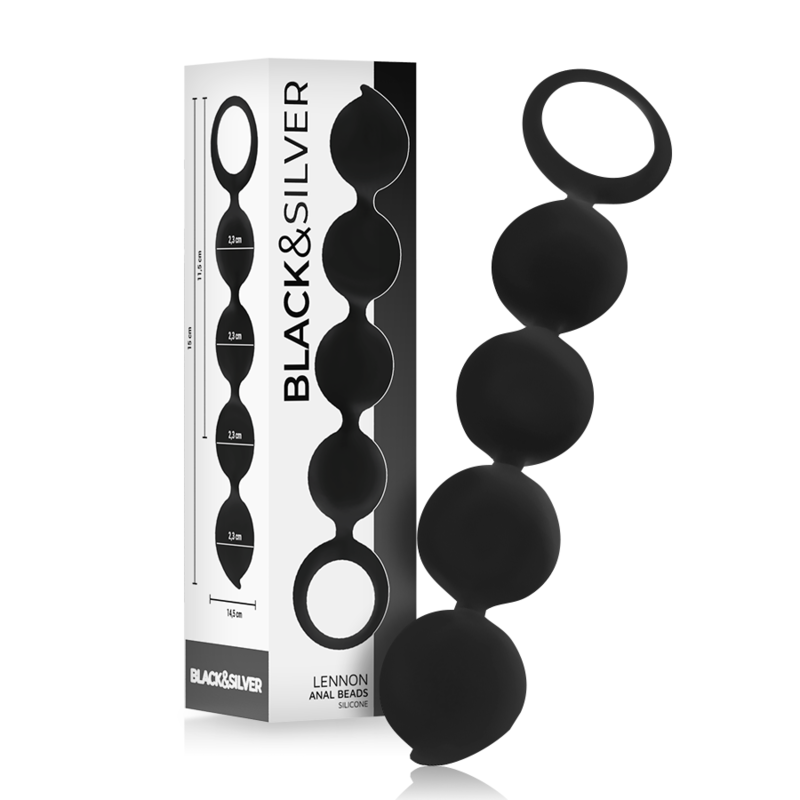 Chapelet Anal Lennon 4 Sphères Graduées Silicone 15 cm - Black&Silver
