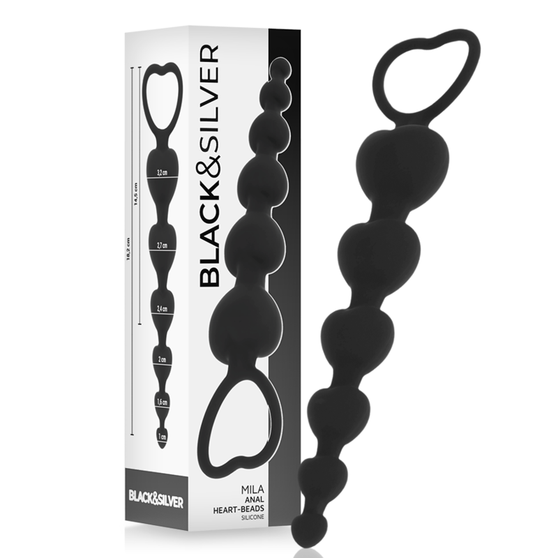 Chapelet Anal Mila Perles Graduées Silicone Flexible 5 Boules - Black&Silver