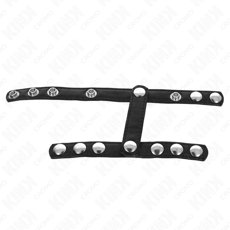 Cockring Cuir 3 Sangles Réglables avec Diviseur de Testicules - Kink