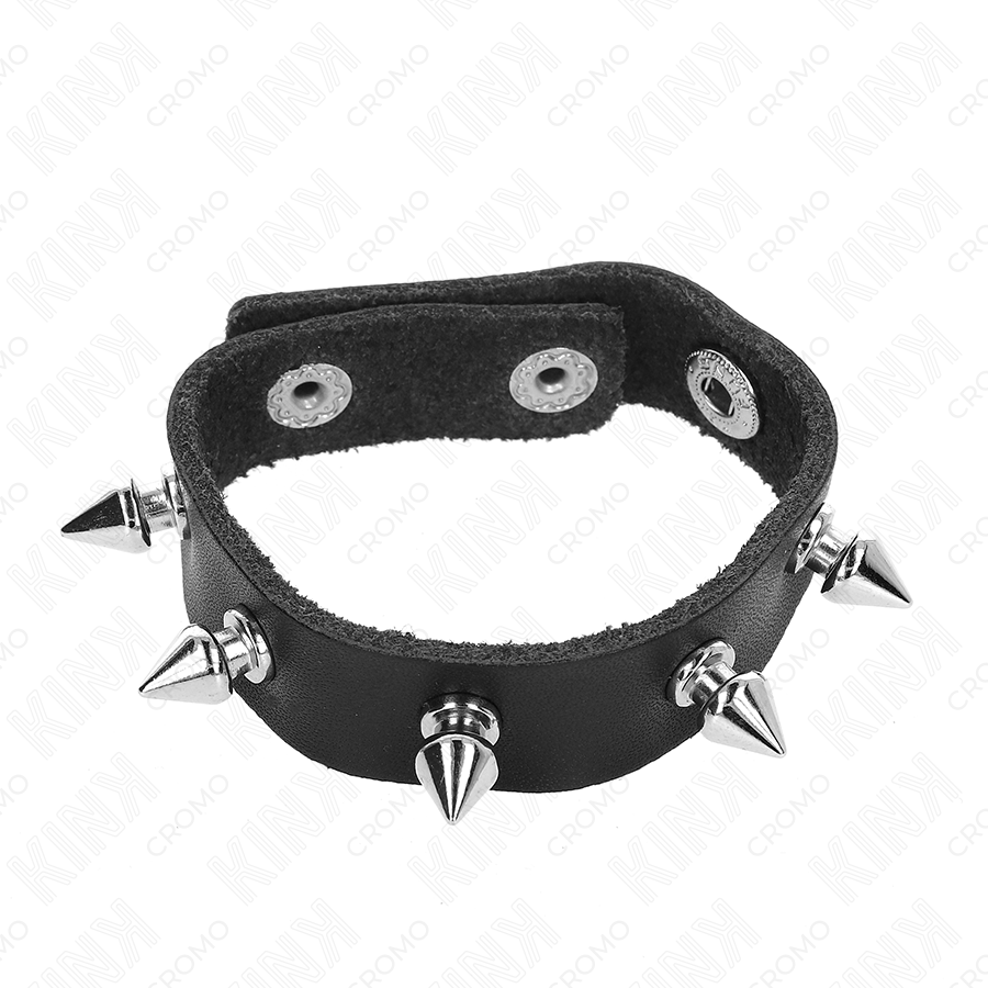 Cockring Cuir à Pointes Réglable Stimulation Intense 21,5 cm - Kink