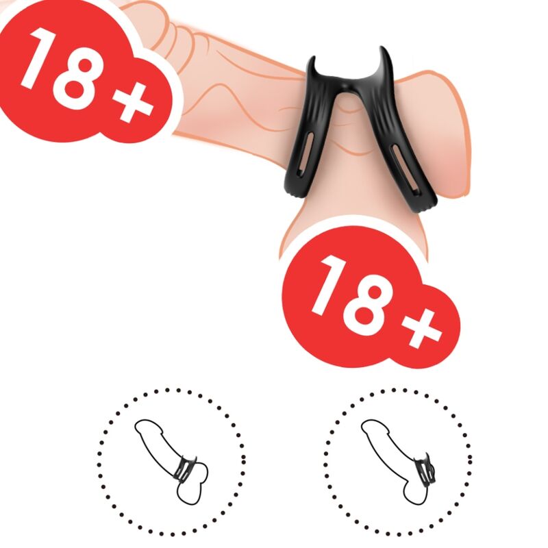 Cockring Double Anneau Dualring Silicone Étanche Noir - Armony