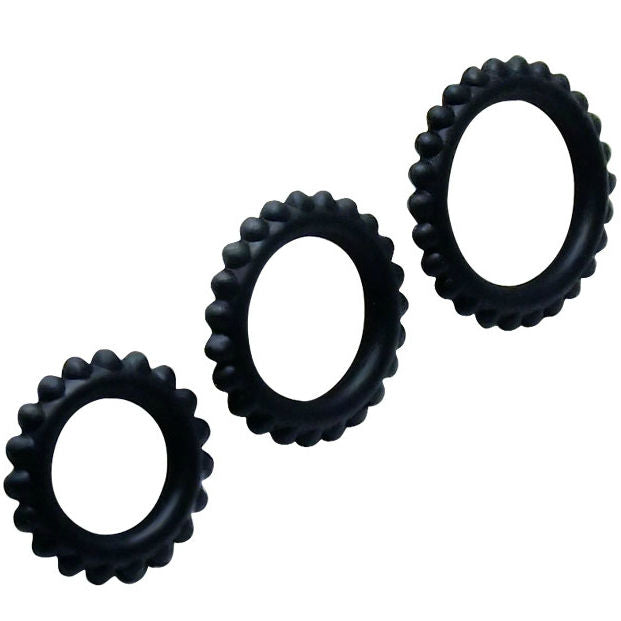 Cockring Titan Set 3 Anneaux Silicone 3 Diamètres Étanche - Baile