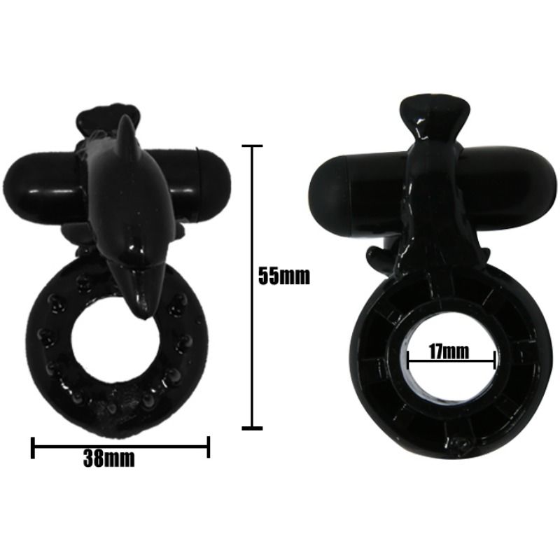 Cockring Vibrant Delfin Stimulateur Clitoridien Dauphin Noir - Baile