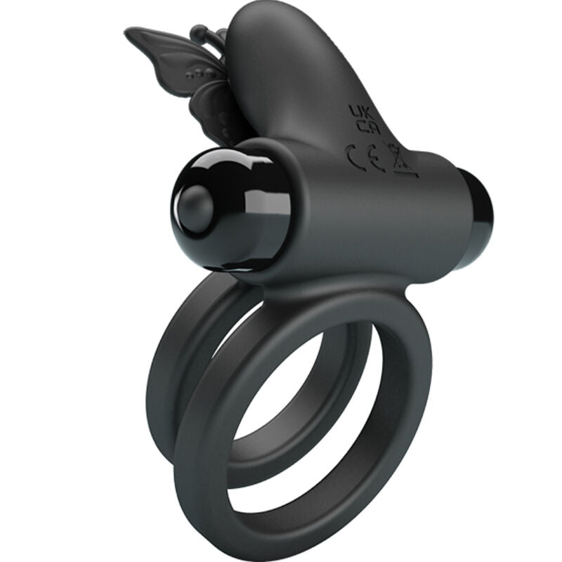 Cockring Vibrant Double Anneau Papillon 10 Modes Rechargeable - Pretty Love