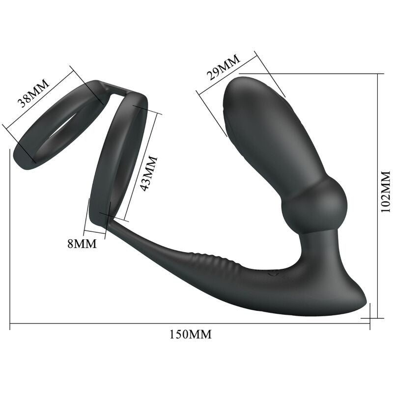 Cockring Vibrant Emoni Plug Anal Intégré 12 Vibrations Rechargeable - Pretty Love