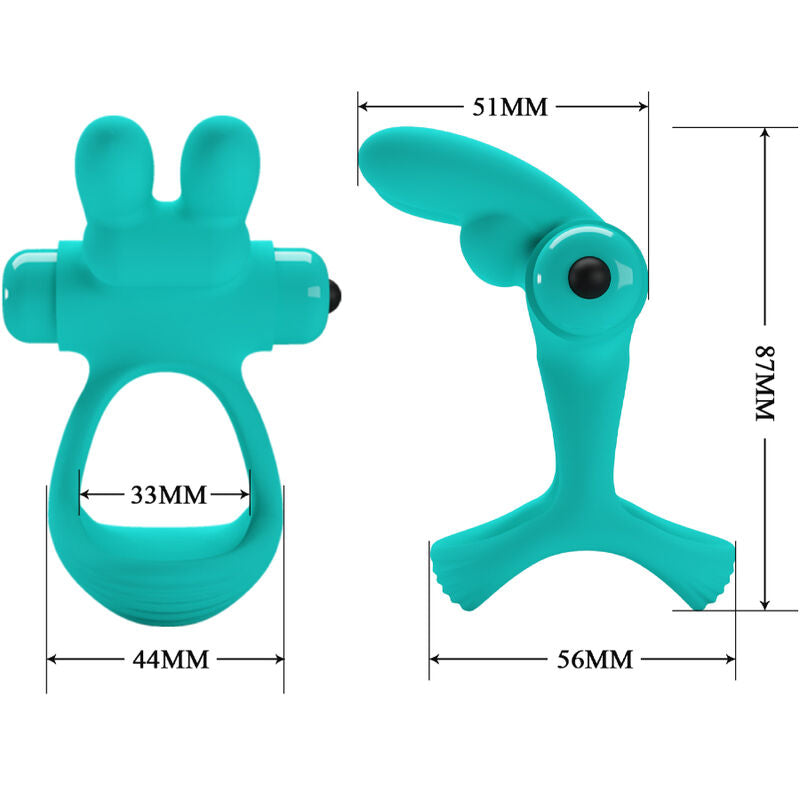 Cockring Vibrant Lapin Dante Silicone Extensible Étanche - Pretty Love