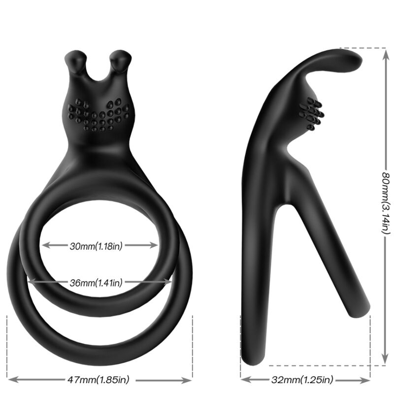 Cockring Vibrant Lapin Double Anneau Tensy Lumineux Silicone - Armony