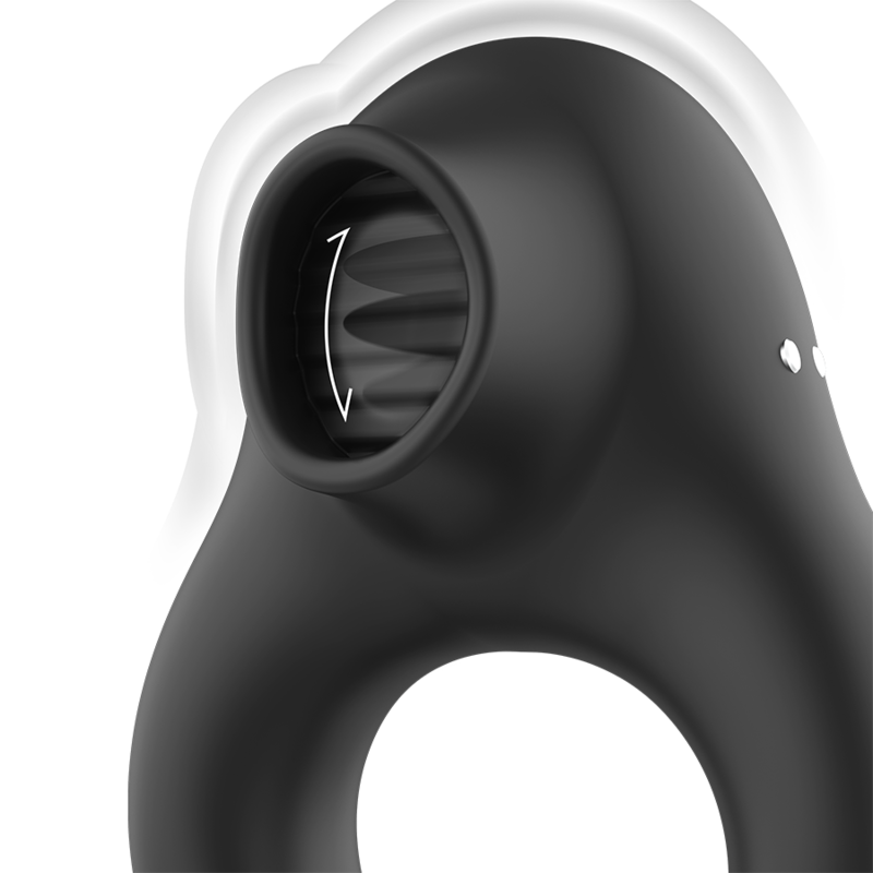 Cockring Vibrant Licking Silicone 3 Moteurs Rechargeable Noir - Black&Silver