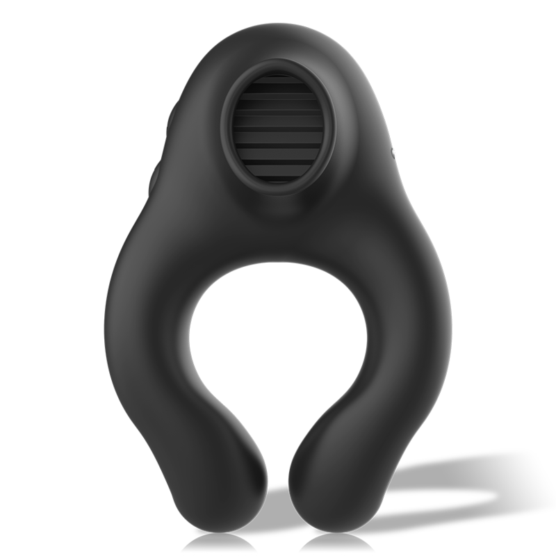 Cockring Vibrant Licking Silicone 3 Moteurs Rechargeable Noir - Black&Silver