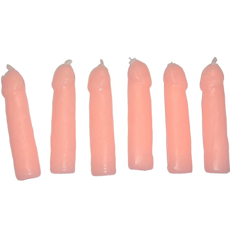Coffret 6 Bougies Forme Pénis Couleur Chair Humoristique - Diablo Picante
