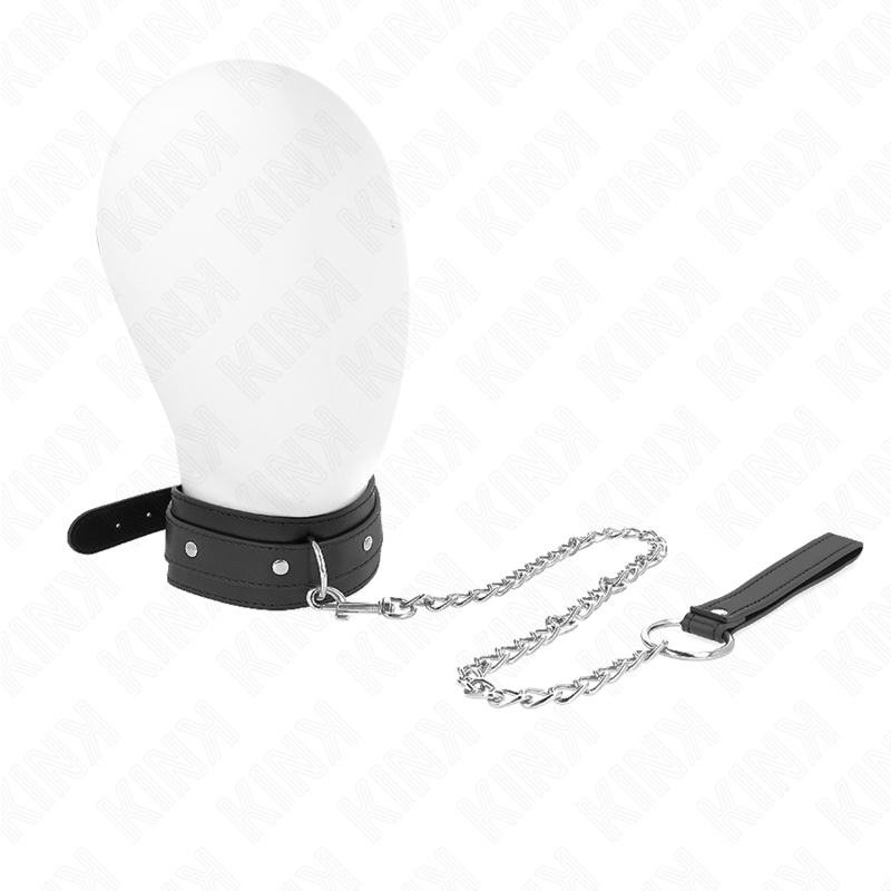Collier BDSM avec Laisse 65 cm Anneau Réglable 38-49 cm - Kink