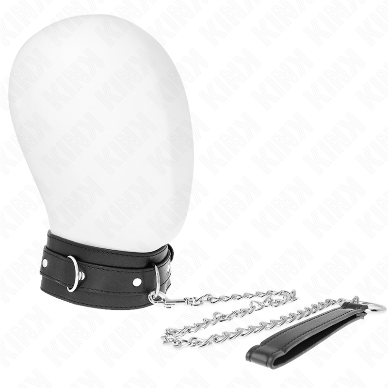 Collier BDSM avec Laisse 65 cm Cuir et Métal - Kink