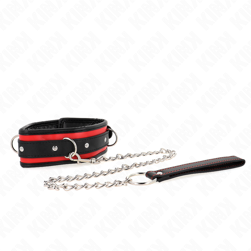 Collier BDSM Lourd Cuir Laisse de 65 cm Réglable - Kink