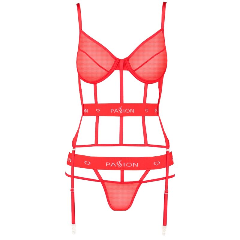 Corset Kyōka Rouge Transparent Bretelles Réglables String Inclus - Passion