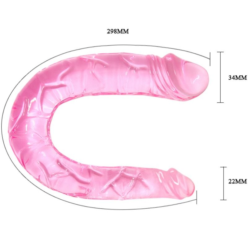 Double Gode Flexible Translucide - 30,5 cm TPR Texturé - Baile