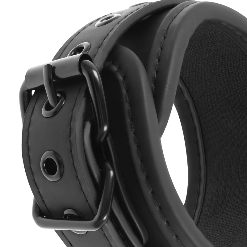 Ensemble Collier et Menottes BDSM Cuir Végan Doublure Néoprène - Fetish Submissive