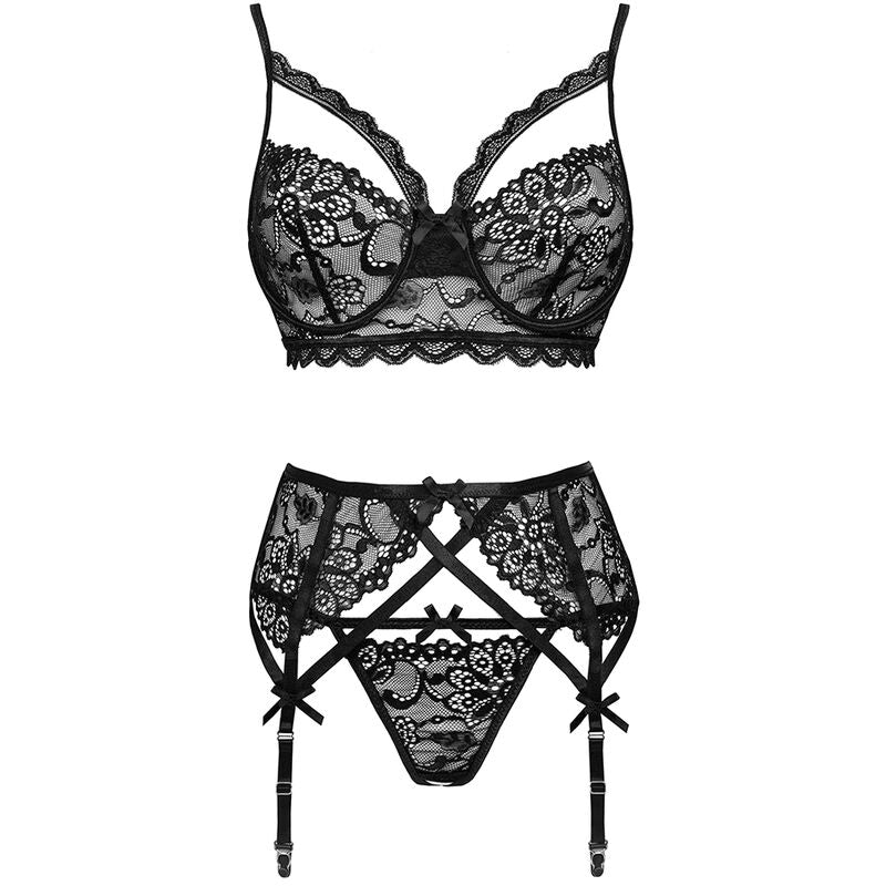 Ensemble Lingerie Moridam Dentelle Soutien-Gorge Culotte Porte-Jarretelles - Livco Corsetti