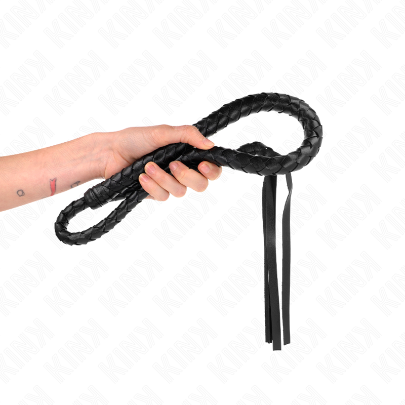 Fouet BDSM Long avec Billes 110 cm Cuir et Synthétique - Kink
