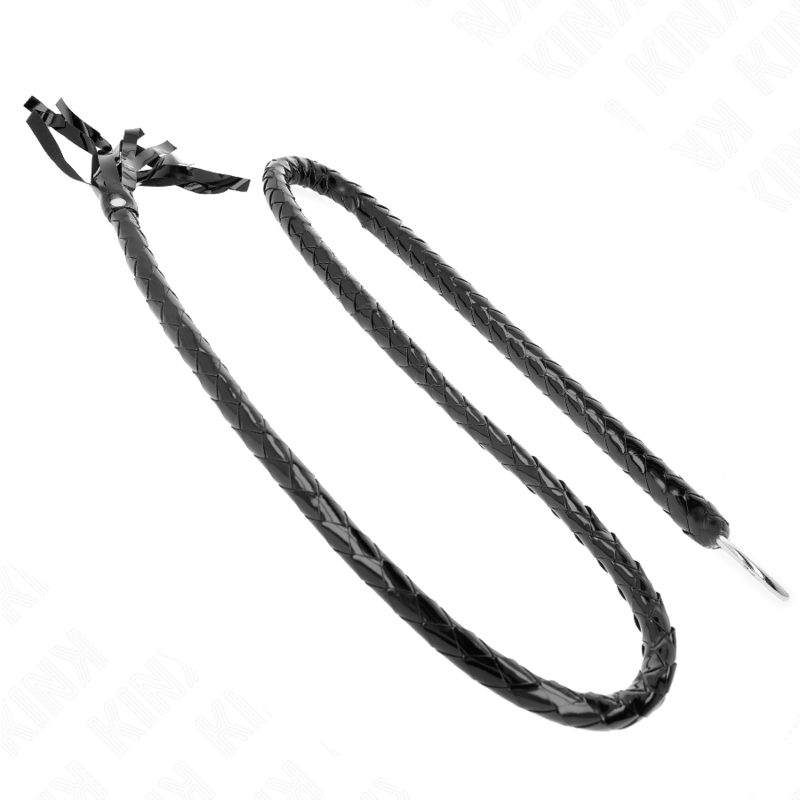 Fouet BDSM Long PVC Brillant 138 cm Poignée Ergonomique - Kink