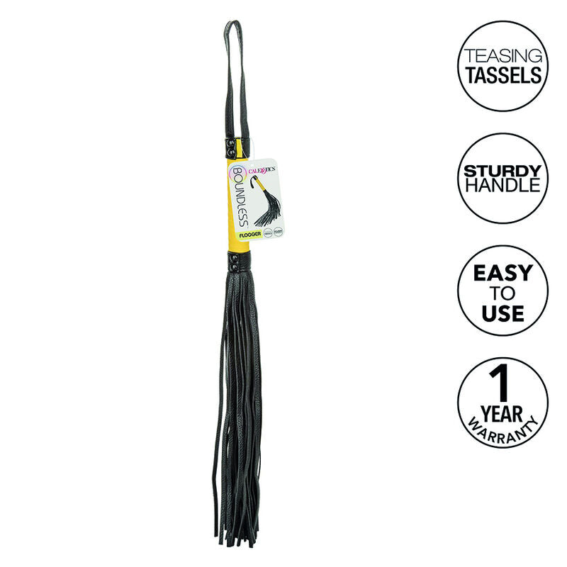 Fouet Flogger BDSM Boundless Cuir Végétalien Poignée Texturée - CalExotics