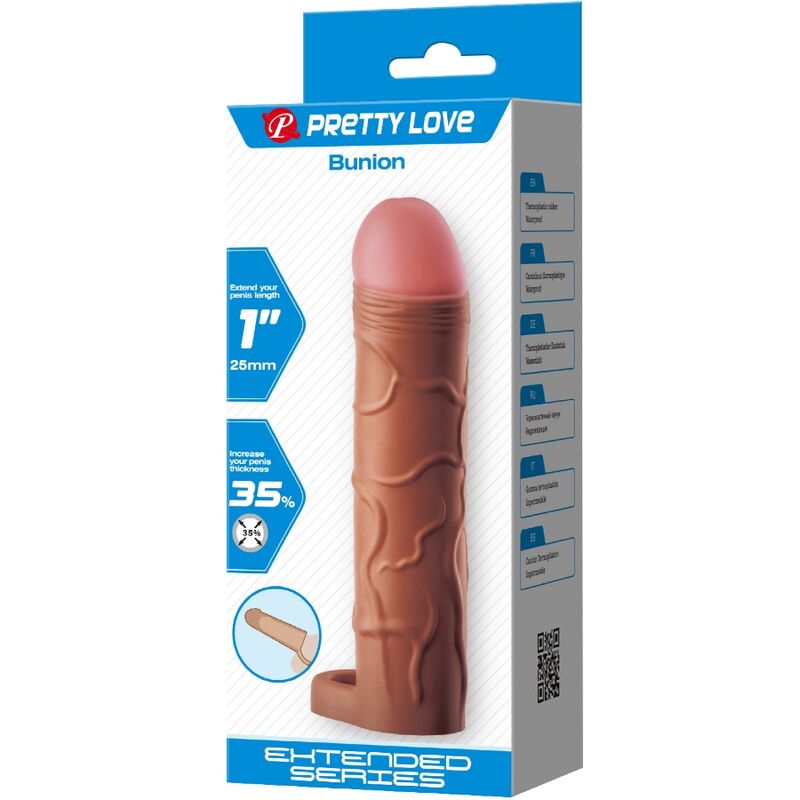 Gaine à Pénis Réaliste Extension 2,5 cm Toucher Réel Mulatto - Pretty Love