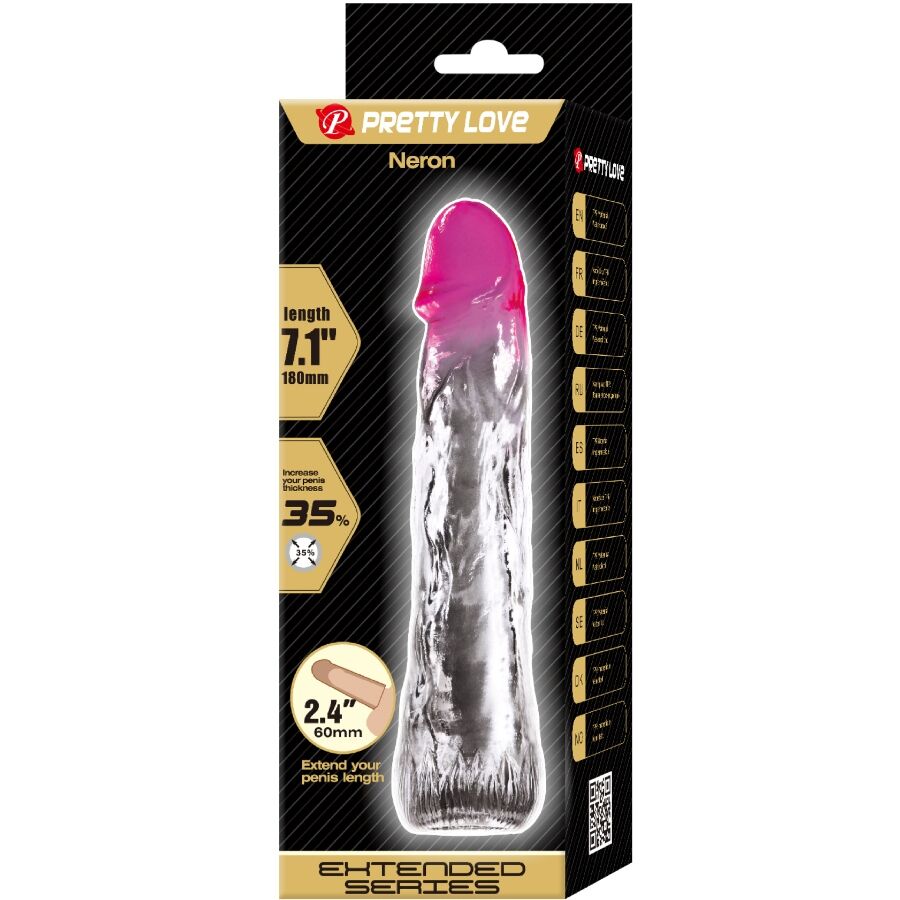 Gaine à Pénis Réaliste Neron Extensible +6 cm Tige Striée - Pretty Love