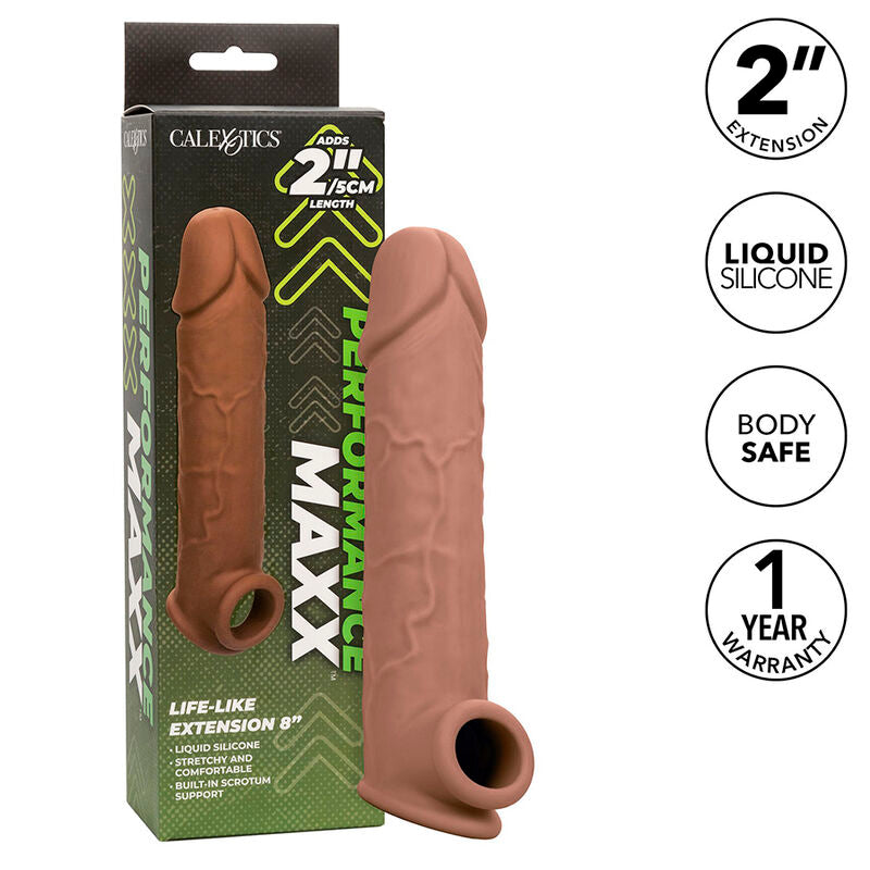 Gaine à Pénis Réaliste Performance Maxx Life-Like 8 +5 cm Marron - CalExotics