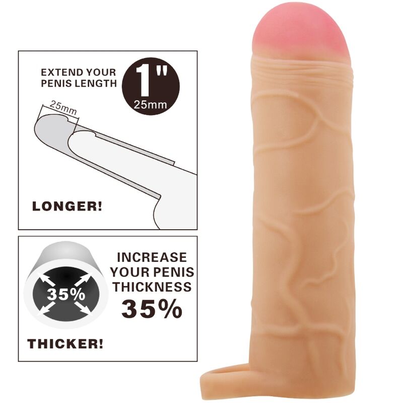 Gaine à Pénis Réaliste Texturée Anneau Testiculaire Silicone - Pretty Love