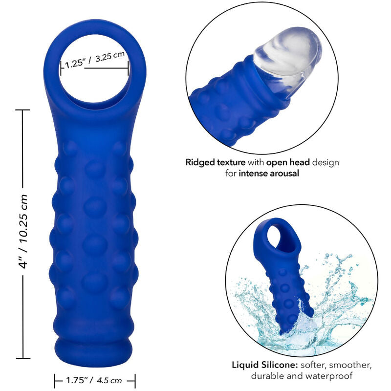 Gaine à Pénis Texturée Admiral Perles Silicone Extensible Bleu - CalExotics