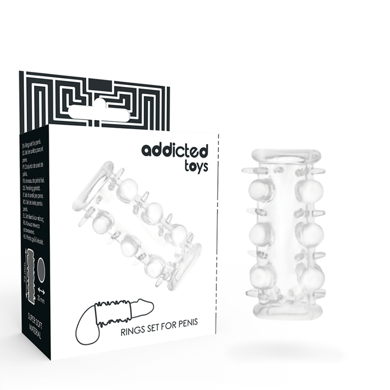 Gaine à Pénis Texturée Transparente Multi-Usages - Addicted Toys