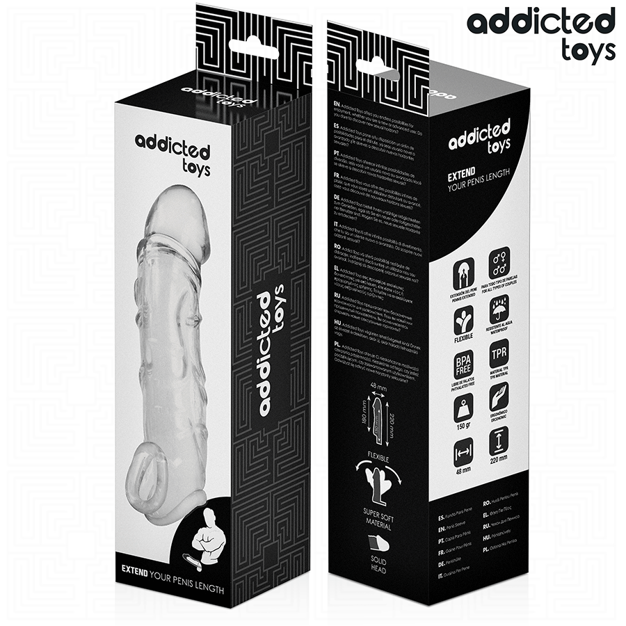 Gaine à Pénis Transparente Addicted Toys 22 cm Allongeante