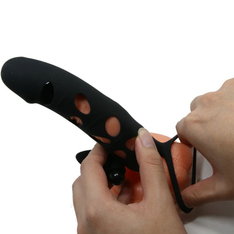 Gaine à Pénis Vibrante Silicone 15,2 cm Anneau Testicules - Pretty Love