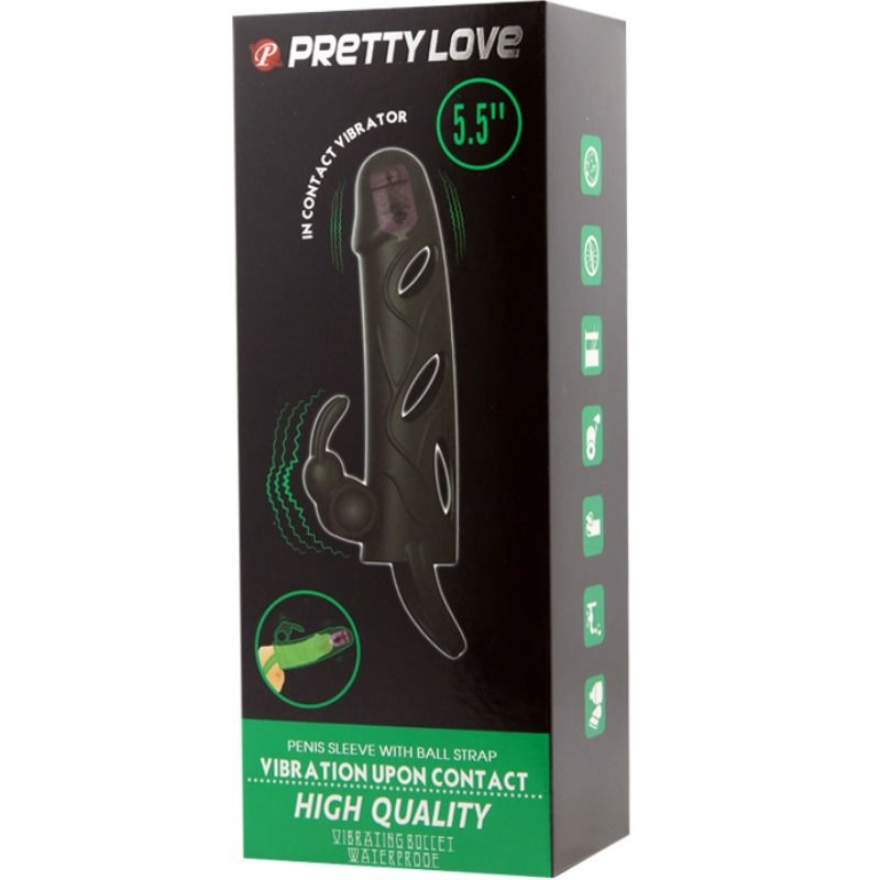 Gaine à Pénis Vibrante Texturée 14 cm Stimulation Clitoridienne - Pretty Love