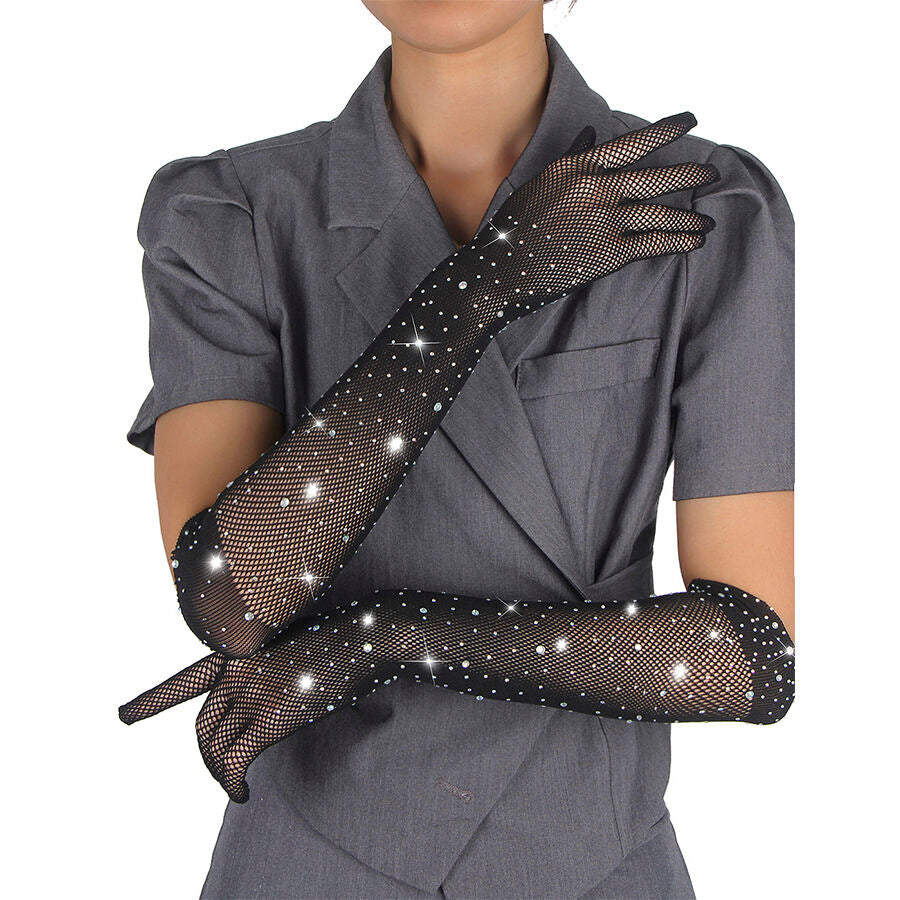 Gants Shine Transparents Pailletés Applications Diamant S/M - Subblime