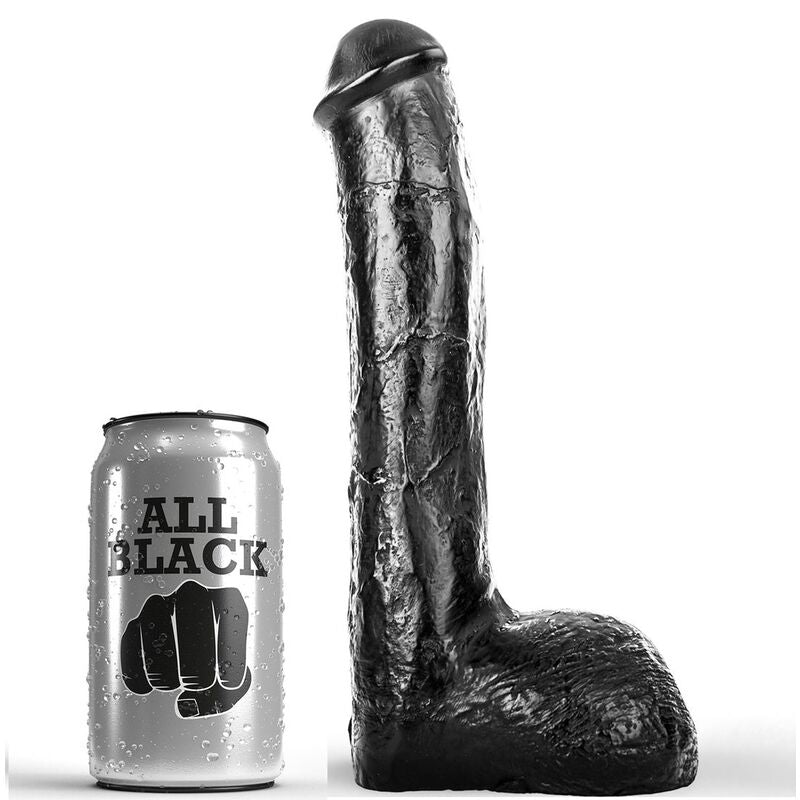 Gode Anal Réaliste Texture Ondulée 23 cm Noir - All Black