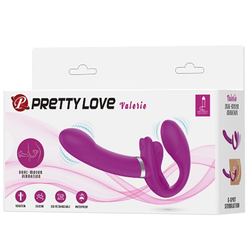 Gode Ceinture Double Sans Harnais Valerie 12 Vibrations Rechargeable - Pretty Love