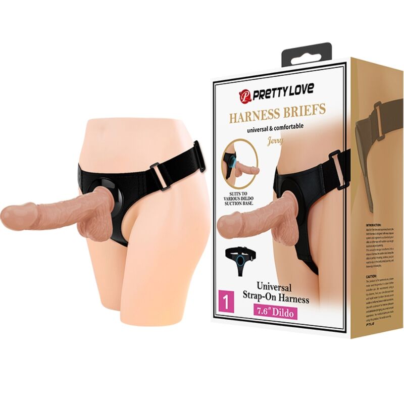 Gode Ceinture Réaliste Jerry 21,8 cm Harnais Universel Slip Extensible - Pretty Love