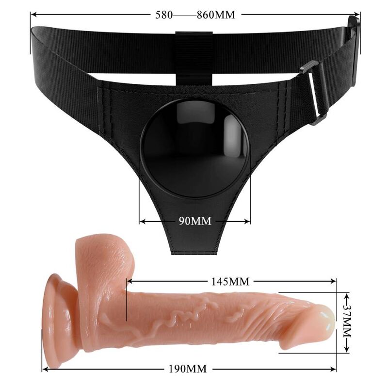 Gode Ceinture Réaliste Kevin 19 cm Harnais Universel Extensible - Pretty Love