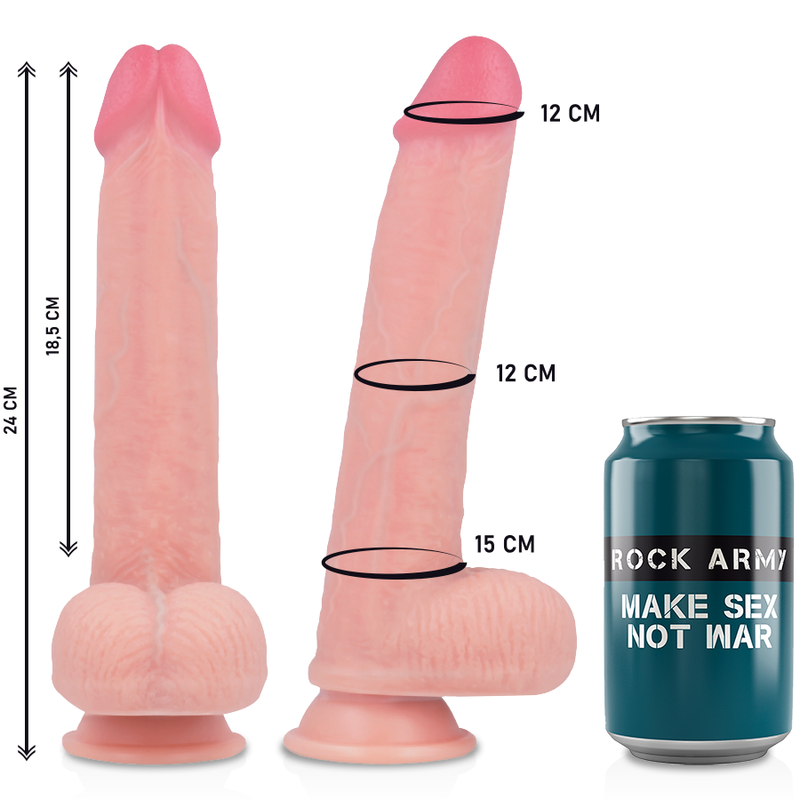 Gode Ceinture Réaliste Kingcobra Silicone Double Densité 24 cm - Rock Army