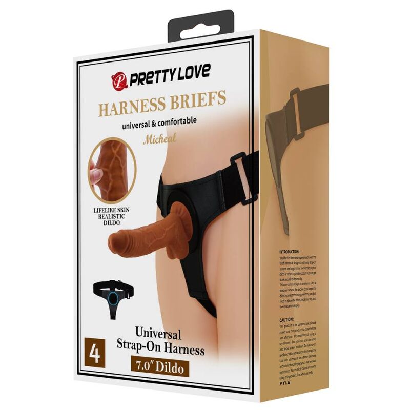 Gode Ceinture Réaliste Micheal 20 cm Harnais Universel Extensible - Pretty Love